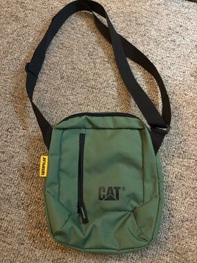 Caterpillar Green Messenger Crossbody with Black Strap